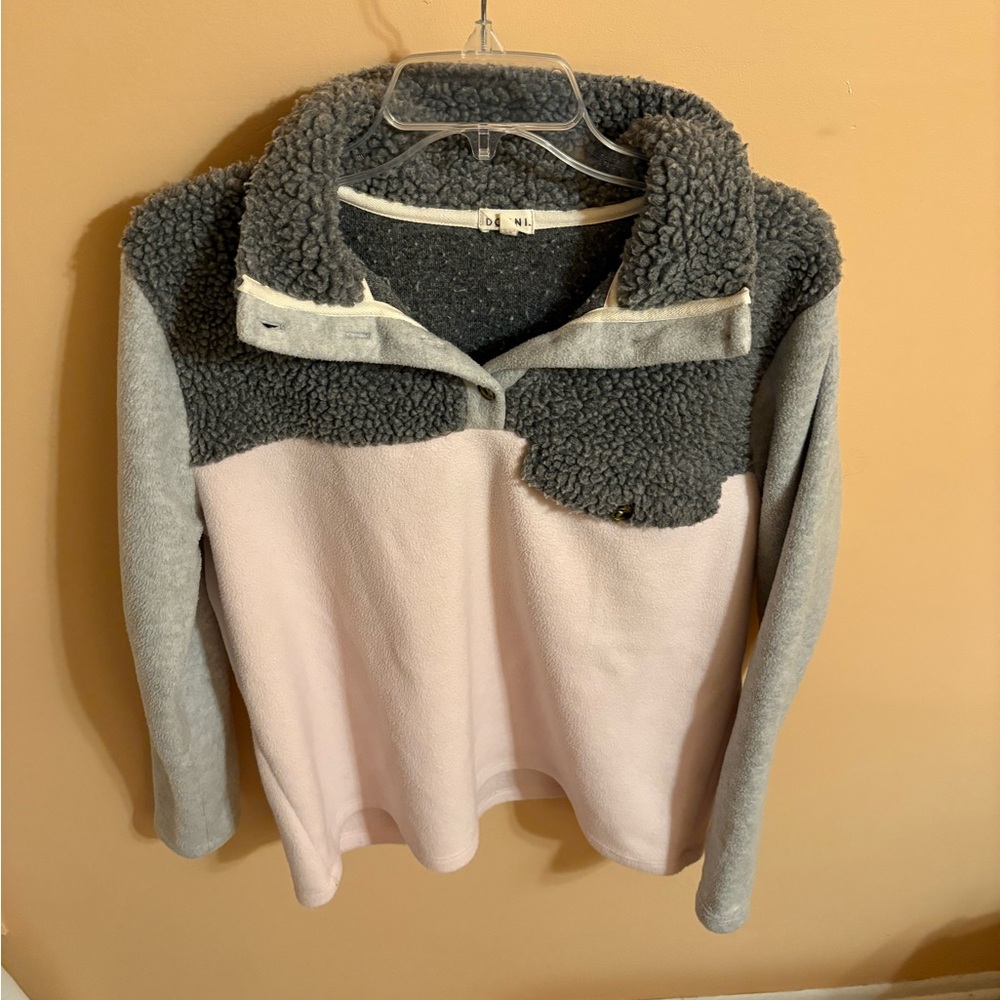 DONNI. Tri Color Sherpa Pullover